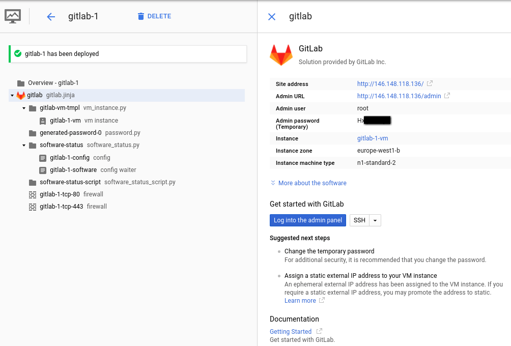 Index · Google cloud platform · Install · Help · GitLab